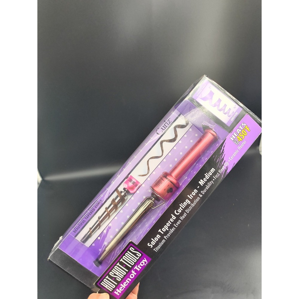 Tapered Titanium Ceramic Curling Iron High Heat Curlz Med Barrel Helen Troy   Vv